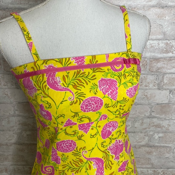 Key West yellow and pink print dress size 4 - Picture 2 of 4